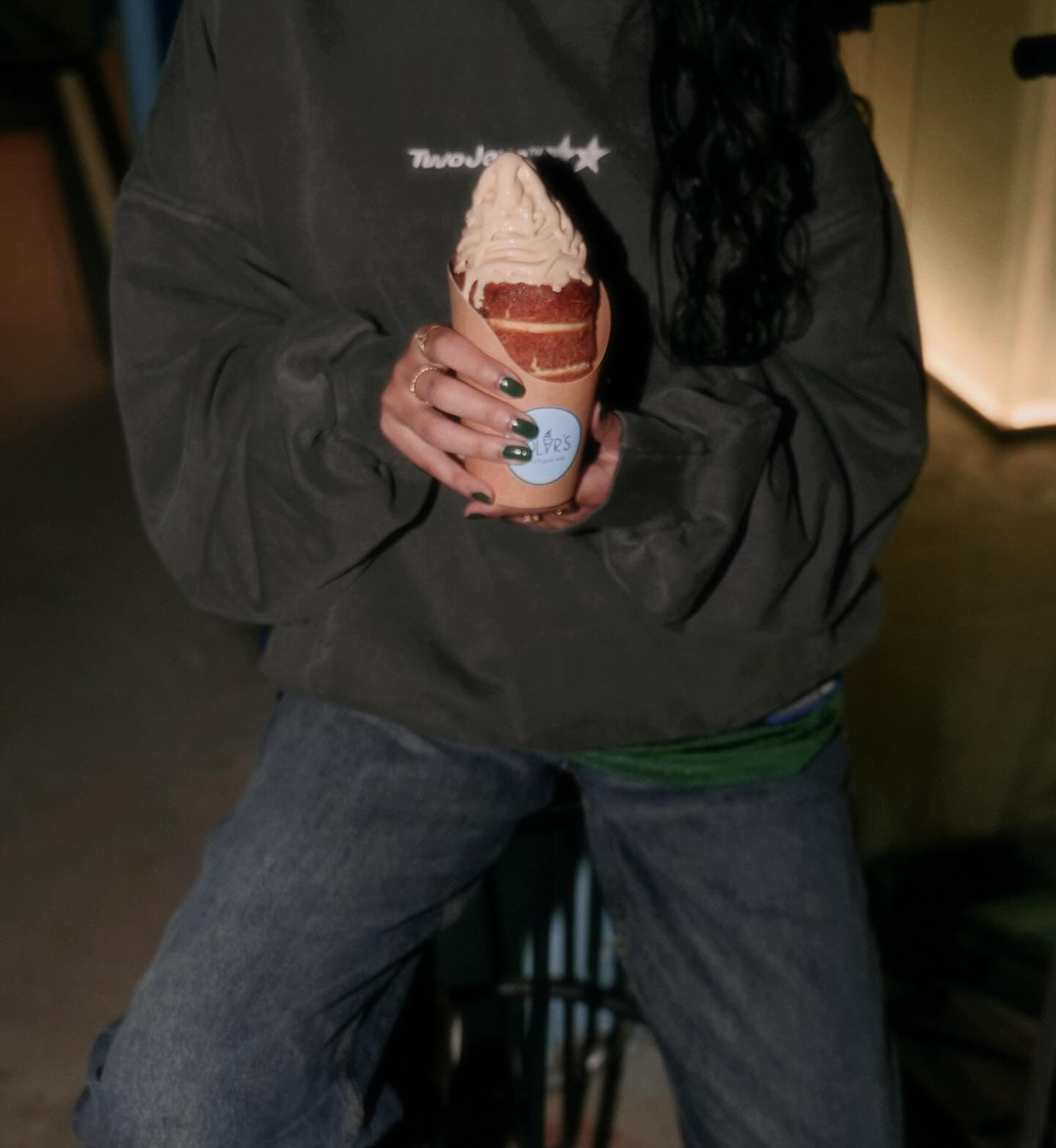 Woman holding ice cream